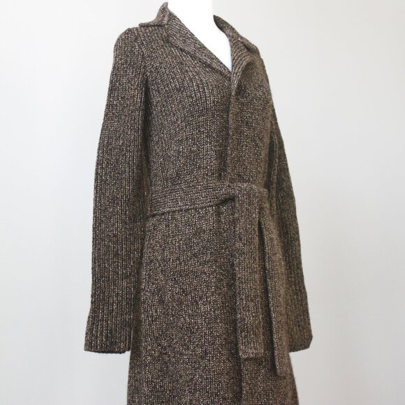 Ralph Lauren Vintage Wool Gold Brown Long Sweater Coat Tie Belt Cardigan Small - Picture 3 of 7